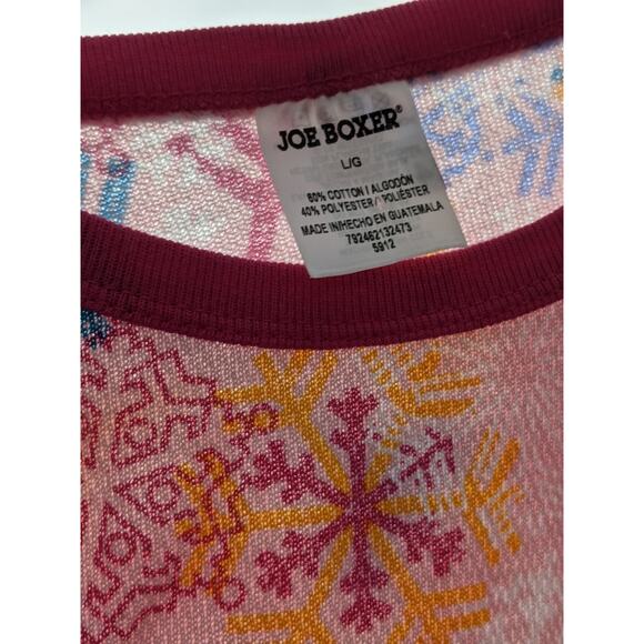 Joe Boxer L‎ Pink Snowflake Thermal Pajama Top Crew Neck Long Sleeves Sleep Cozy - Picture 6 of 7